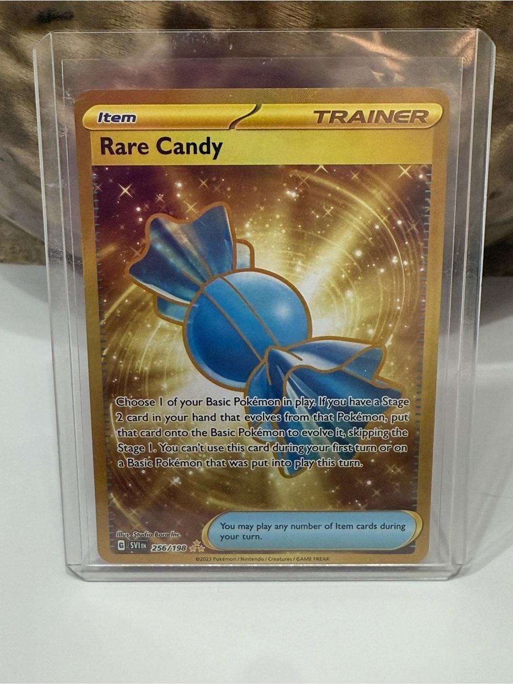 Pokemon Rare Candy Trainer Card - Blue, Gold